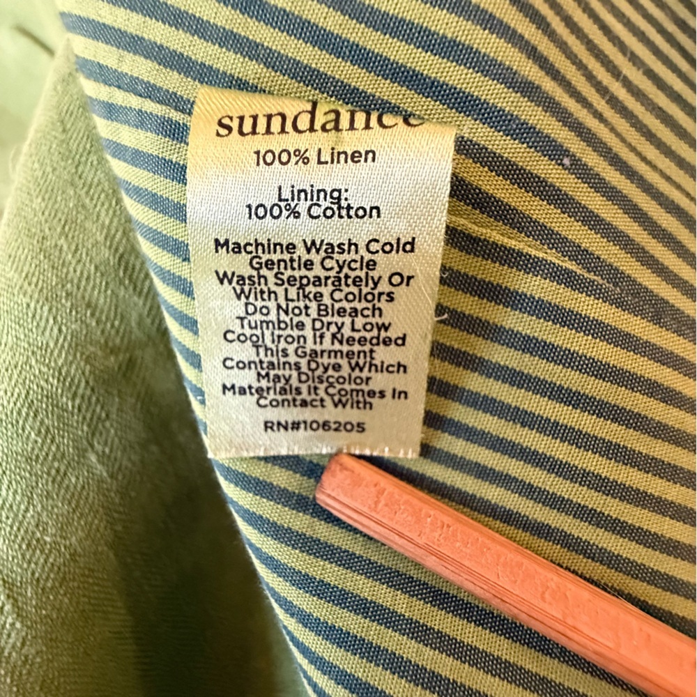 Sundance Oaklee Linen Double Breasted Blazer Green Tea Size Large Petite - Picture 9 of 12